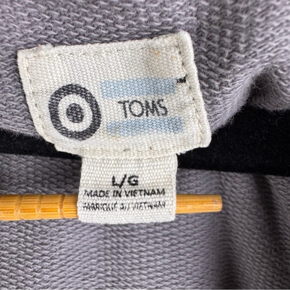TOMS Women's Large ZIP-UP HOODIE Gray 100% Cotton Longer Length - Picture 5 of 12